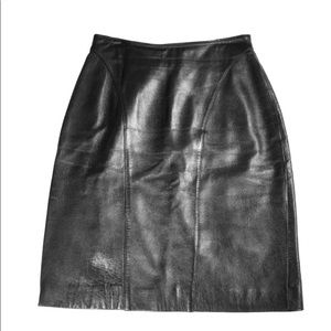 100% Black Leather Skirt